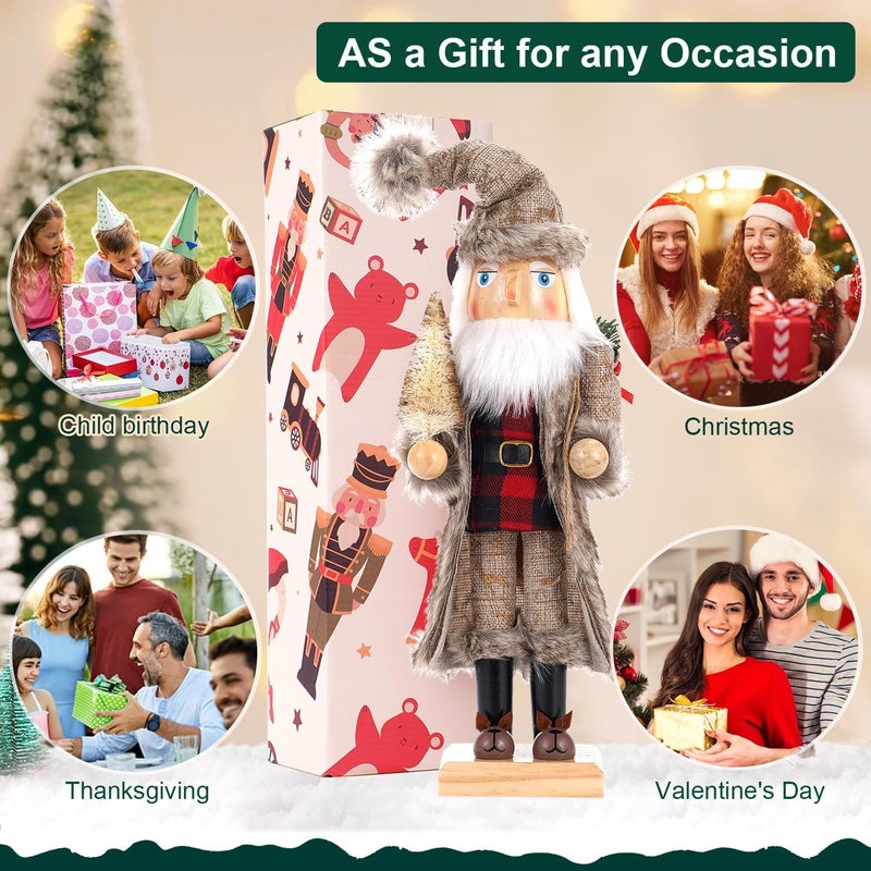 BXO Store Christmas Decorations Nutcracker Ornament,15 Inch Wooden Xmas Traditional Nutcracker,Festive Collectible Nutcracker Figures Party Tabletop Thanksgiving Decor(Santa Claus) - Image 4